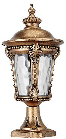 MYUYEE Lampade a Colonna rustiche in Alluminio lampade a Colonna per Esterni lampade a piedistallo lampade da Esterno in Vetro Impermeabili per Prato lampioni,Altezza: 38 cm