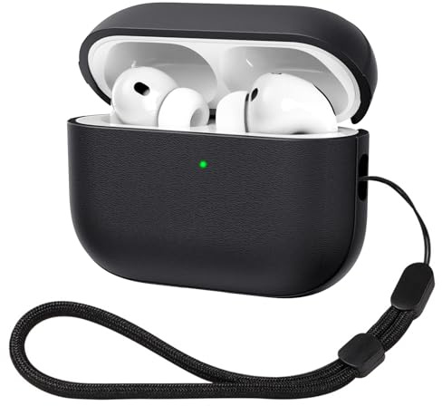 ACRONIX Cover per AirPods Pro 3, Cover Protettiva in TPU con Design Testurizzato, Compatibile con AirPods Pro 3ª Generazione, Custodia con Cordino, Antiurto, Nero