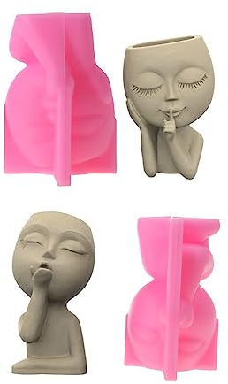 Flower Pots Silicone Mold Concrete Cement Plant Pots Flowerpot Epoxy Resin Makeup Brush Holder Organizers Molds for Casting/epoxy/Cement Molds Silicone