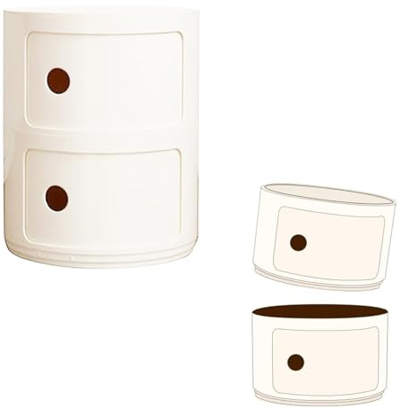 Nachttisch Rund Componibili 3/4/2-fächer für Badezimmer Aus Kunststoff, Beistelltisch Runder Badezimmerschrank Schmal Badschrank Kleiner Tisch Vorratsschrank Container(Beige,2 Tier)
