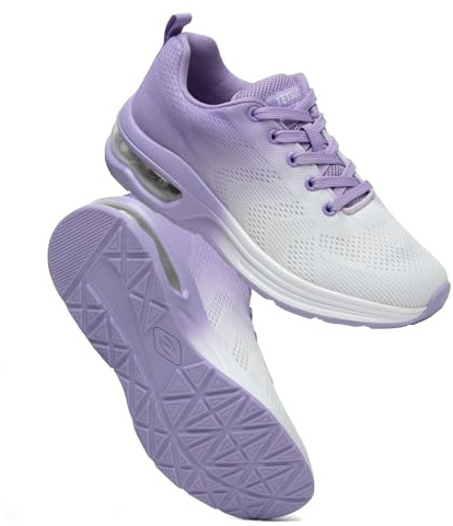 Womens Trainers Outdoor Running Shoes Air Cushion Athletic Walking Shoes Ladies Sneakers Breathable Mesh Sport Shoes Lightweight Tennis Shoes Workout Casual Jogging Shoes Purple