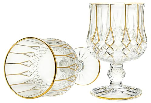 2 Stück Weingläser Set, Weißweingläser mit Goldrand, Geingläser mit Gravur für Cognac, Bourbon, Wodka, Gin,Tequila,Rum,Schnaps(7 Unzen)