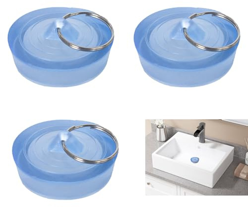 3 Piezas Tampões de Drenagem, Tapones de Fregadero Universales con Ganchos, para Agujeros De 42-44 mm, Tapones de Fregadero de Goma para Bañera, Lavadero y Cocina (Transparente)