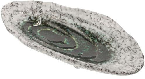 SEWACC Plato Comedero para Abejas y Mariposas de Cerámica Natural 7 Pulgadas Verde Forma Irregular, Dispensador de Agua Seguro para Jardín Exterior y Estación de Alimentación Decorativa