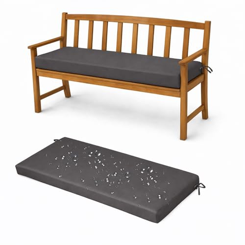 Generisch Bankauflage Outdoor mit 50D Schaumstoff Füllung – Komfortables Bankkissen und Sitzauflage Bank für Garten, Terrasse, Balkon – rutschfest & Wasserabweisend,Grau,160x45x5cm