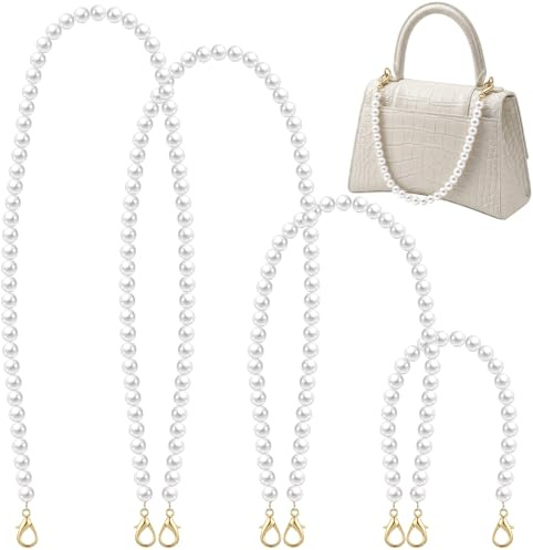 4 unidades de perlas cadena de bolsillo con asa para bolsos elegante cadena de perlas bolsa cadena corta monederos cadenas de extensión 4 tamaños cadena cadena decorativa para bolsos de mano bolso de