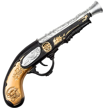 Boland 00694 - Piratenpistole, ca. 28 cm, Kunststoff, gold-silber-schwarz, historische Optik, Karneval, Fasching, Halloween, Mottoparty, Seeräuber, Captain Jack , Fluch, Karibik, Verkleidung