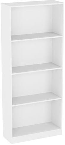 Vida Designs Cambridge 4 Tier Large Bookcase, White Wooden Shelving Display Storage Unit Office Living Room Furniture