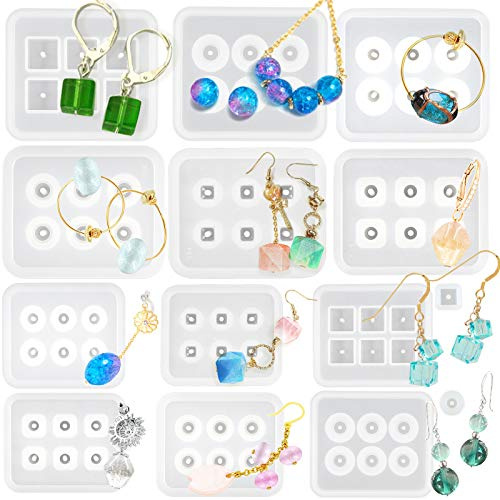 Edelstein Perlen Epoxidharz Gießformen mit Loch für Cabochon Schmuckherstellung 14er Set