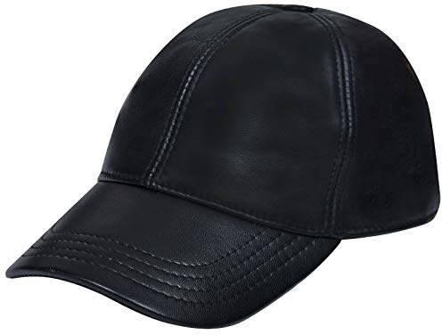 Men's and Women's Real Nappa Leather Black Adjustable Golf Snapback Plain Baseball Cap