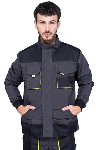 Giubbotto da lavoro uomo, Giacca da lavoro, Doppia tasca per attrezzi, Taglie Grandi Fino S-3XL, Giubbino da lavoro uomo. Abbigliamento da lavoro Qualita, Work jacket (S, Nero/Verde)
