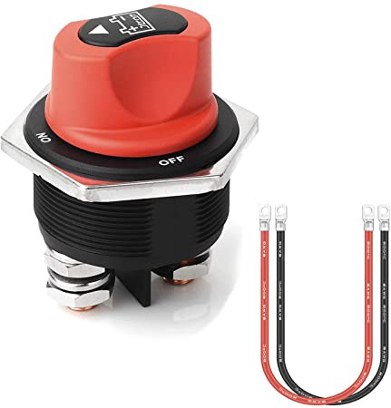 Jtron batterieschalter trennschalter motorrad an-aus batterieschalter 12v mini mit 6awg Kabel 50CM für Marine Boat Caravan Car Vehicles Yacht Bus (300A)