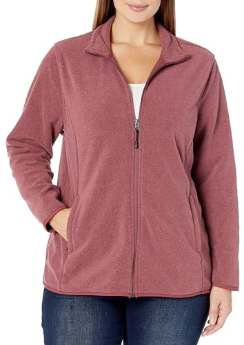 Amazon Essentials Chaqueta de Forro Polar Suave con Cremallera Completa y Corte clásico (Disponible en Tallas Grandes) Mujer, Burdeos Mezcla, XL