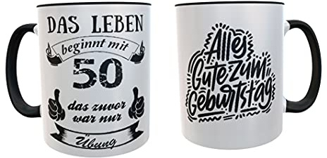 Taza de desayuno regalo original para 50 cumpleaños - regalos para hombres 50 años - regalos 50 cumpleaños mujer (Aleman)
