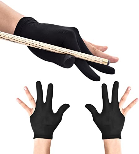 JKJF 4 Stück 3 Finger Billard Handschuh Elastischer Snooker Queue Handschuhe Universal Billard Pool Handschuhe für Männer Frauen Linke Rechte Hand - Stil 1