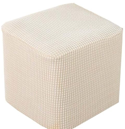 Ottomane Schonbezug Quadratische Stretch Hocker Bezug hocker Bezug für Ottomane quadratisch Überzug Hockerbezug Quadratische Ottomane Abdeckungen (Color : Beige, Size : 45x45cm)