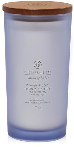 Chesapeake Bay - Vela perfumada Serenity + Calm (tomillo lavanda) en vaso grande, velas de larga duración, hasta 82 horas, colección Mind & Body, regalos para mujeres