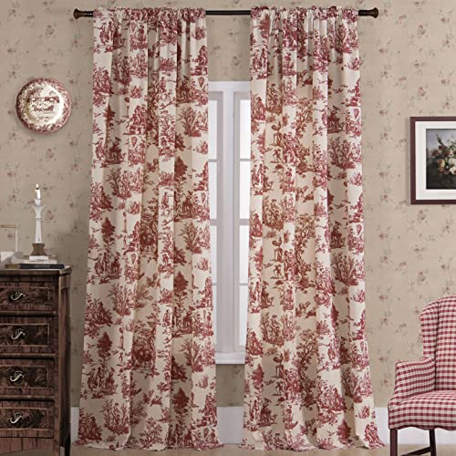 XTMYI Set de 2 Cortinas de 213 cm de Largo, Bonito Estampado campestre en Crema y Blanco, Opacas, diseño Floral campestre navideño, para Ventanas de salón, Comedor o Dormitorio, Burdeos
