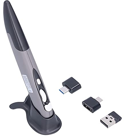 Wireless Optical Pocket Pen Mouse, Ergonomics 2.4G USB Wireless Optical Pen Mouse, Adjustable 3 DPI 1600 Handwriting Mini Mice for PC Laptop Notebook Computer(grey)