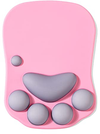 DOBAOJIA Mauspad Katzenpfote,3D Silikon Gel Mauspad, Ergonomische Mauspad | Mauspad mit Handgelenkstütze, Pink Mouse Pad with Wrist Support, Rutschfester Boden, für Zuhause/Büro/Gaming