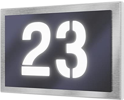 Graviers Design beleuchtete Hausnummer aus V2A Edelstahl 250x175mm - Anthrazit Metallic - Wetterfest Rostfrei Individuell anpassbar nach eigener Nummer - Made in Germany