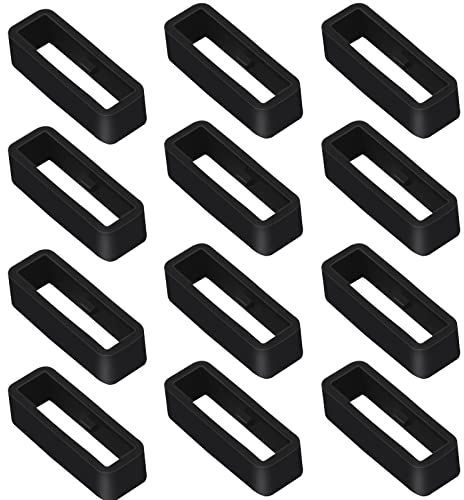 Vicloon Soporte para Correa de Reloj, 12pcs Retenedor de Correa para Reloj Hebilla de Silicona de Anillo, Negro