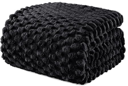 Exclusivo Mezcla Kuscheldecke Flauschig 220 x 240 cm Fleecedecke Schwarz | Decke, Sofadecke, Tagesdecke, Wohndecke, Jacquard-Überwurfdecke, für Bett und Sofa, Leicht, Weich, Warm, Maschinenwaschbar