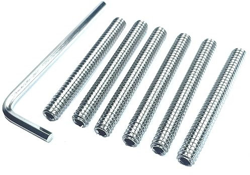 ZDingTech 6pcs Set Screws 1/4-20 x 2 inch 304 Stainless Steel Allen Head Hex Hexagon Socket Set Screws with 1/8 Allen Wrench,Set Grub Screws Hex Allen Head Socket Set Screw.(2 Length)
