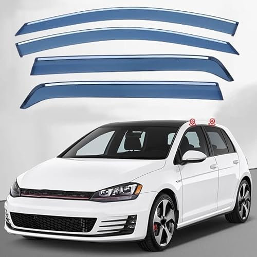 NOLLAM 4 Stück Auto Windabweiser für VW Golf 7 2014-2019, Regenschild Deflektoren Autofenster Windabweiser Regenabweiser, Auto Zubehör