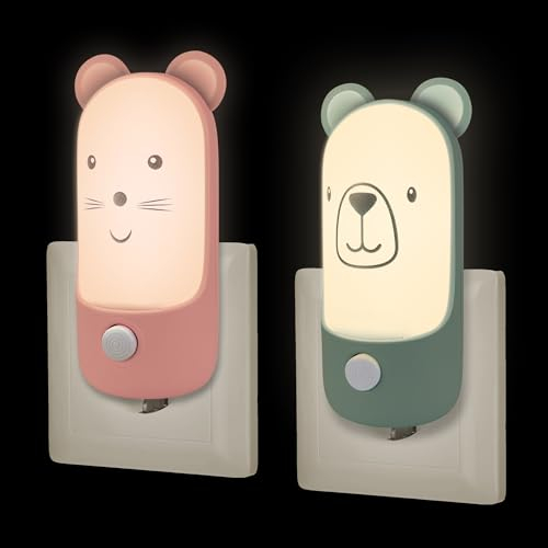 Wetry Luz Nocturna Infantil Enchufe Lampara Quitamiedos Bebe con Interruptor Decoración Habitación Recien Nacido Niños Regalo