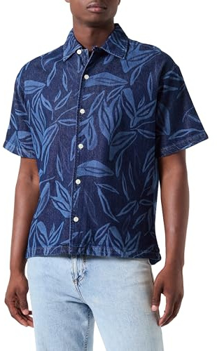JACK & JONES Herren Jjipalma Jjresort Shirt S/S Wi 872 Kurzarmhemd, Blue Denim, S