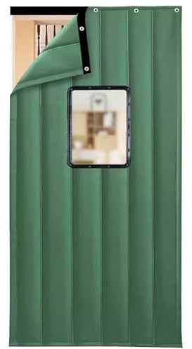 WHYATT Wärmeschutzvorhang, Türvorhang, Wärmeisolierter Türvorhang, Schalldichte, Geräuschreduzierende, Winddichte Tür (Color : Green, Size : 39.4x86.6in/100x220cm)
