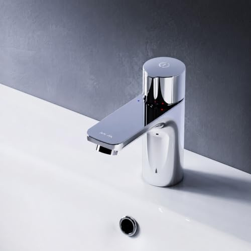 Wasserhahn Bad, Waschtischarmatur mit Push-Schalter, Badarmaturen aus Messing, Waschbecken Armatur, Wasserhahn, Waschtischarmatur, Mischbatterie Bad AM.PM FXT02500 X-Joy, Chrom