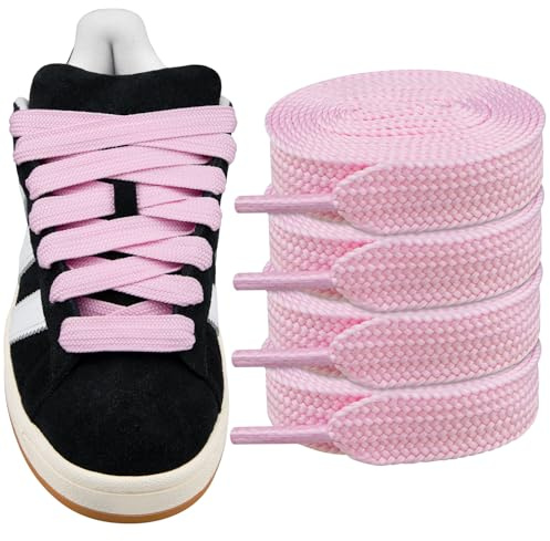 Endoto 2 Pares Cordones para Adidas Campus 00s Zapatillas, 16MM de Ancho Repuesto Planos Gordos Cordon Laces para Sneaker - Rosa, 50 pulgadas