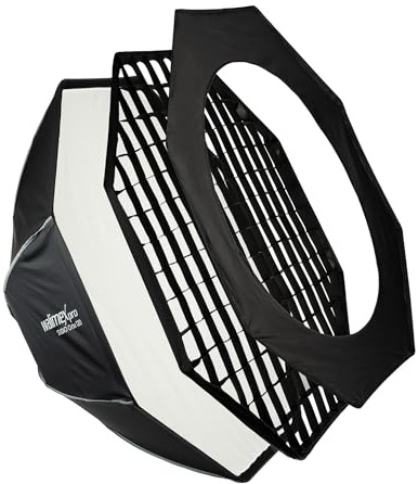 Walimex pro Studio Softbox Octagon 120cm, um 360° drehbar, einfacher Aufbau, inkl. Grid, Maske, Bowens Adapter und Transporttasche, ideal für Porträts und Beauty-Aufnahmen