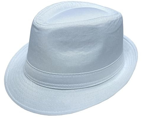 FULUJIDI Fedora Trilby Filzhut Hut Herren Hut Gewebt Einfacher Sonnenschirm Hut Lässiger Eimer Strand Sonnentuch Jazz Weiß
