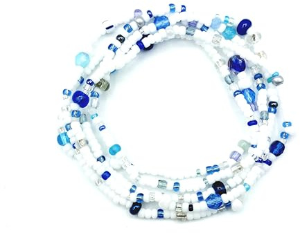 Generisch ARMBAND in weiß blau maritim handgefertigt in Deutschland Lagenarmband gewickelt ohne Verschluss Ibiza Style