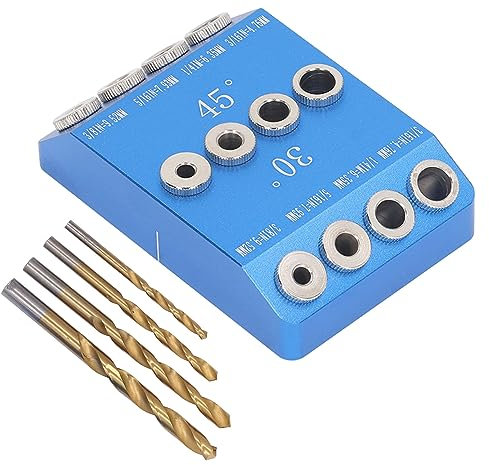 Risegun Multi Angle Drill Guide Aluminum Alloy Drill Guide Jig, Multi Angle 30 45 90 Degree Angled Drill Jig for Woodworking Cutting