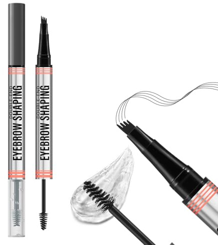 Boobeen 2 en 1 Stylo à sourcils et gel transparent pour sourcils, crayon à sourcils pour microblading et mascara transparent pour sourcils et cils, définition des sourcils pour un aspect naturel.