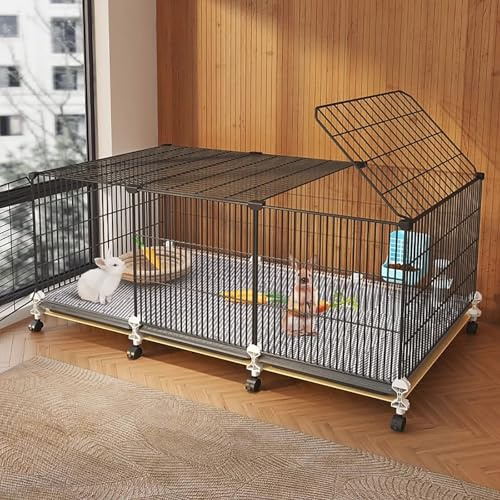WXXSHGDW Hasenkäfig für Den Innenbereich, Haustierkäfig, Kaninchenkäfig, Meerschweinchenkäfig, Kleintierkäfig mit Ausziehbarer Ablage und Rollenplattform, für Kaninchen, Frettchen, Meerschweinchen
