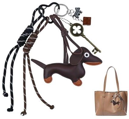 Kinretixia Dackel Schlüsselanhänger In Künstlichem Leder, Liebe Schlüsselanhänger zum Geburtstag, Niedliche Y2K Tasche Für Damen, Aesthetic Accessoire Für Rucksack, Auto