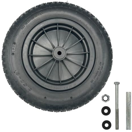 Mxman 14 Pneumatic Wheelbarrow Tyre 3.5-8 with 120mm Bolt, Nut & 1/2 Inch Adapter – Heavy Duty Replacement Tyre for Garden, DIY & Construction – Durable, Puncture Resistant and Easy Installation