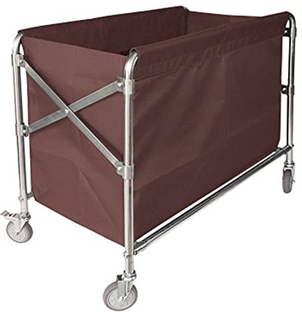 WTLONBF Utility Cart Organizer Storage Trolley Service Cart Commercial Foldable X-Cart with Wheels and Handle, Laundry Hamper Trolley for Hotel Cleaning/Bathroom, 200kg Weight Capacity, Bl(Brown)
