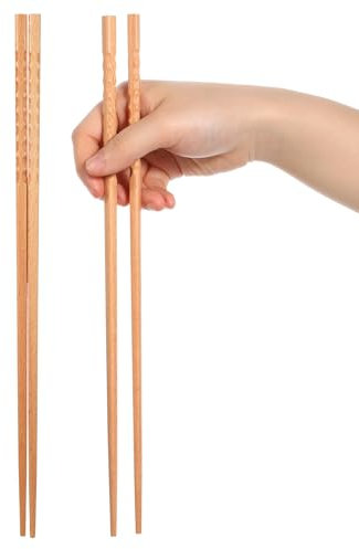YQQYG 2 Pairs 12.5 Inches Cooking Chopsticks, Wooden Long Chopsticks Reusable for Frying Food, Deep-Frying Food, Hot Pot, Noodle Cooking