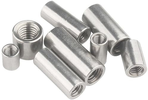 Runde lange Kupplungsmuttern, Runde Verbindungsmuttern, Stangenkupplungsmuttern aus Edelstahl 304, 10 Stück(M4*8 * 12)