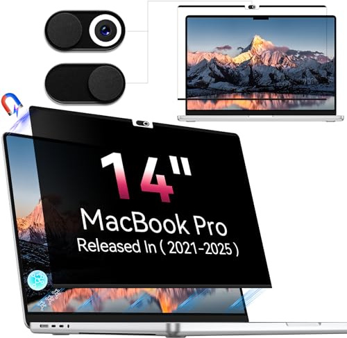 Yklssm Magnétique Filtre de Confidentialité pour MacBook Pro 14 Pouces (2021-2024, M1, M2, M3, M4,Pro/Max), Amovible Anti Espion/Bleu-Lumière Protection Ecran Film Confidentialité pour Mac Pro 14.2