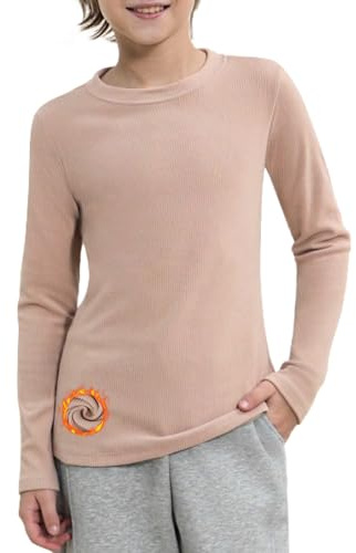 COMFREE Camisetas térmicas de manga larga para niñas y niños, jersey cálido de manga larga, camiseta con forro interior de vellón, ropa interior térmica, parte superior, ropa interior funcional 6-14