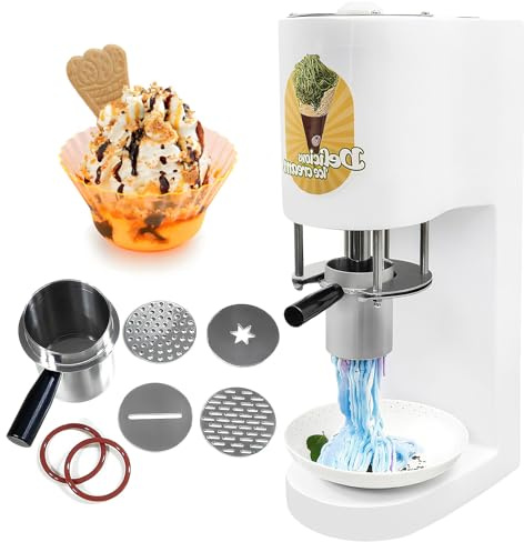 Máquina para Helado en Forma de Espagueti - 4 Moldes Intercambiables, Operación con Un Botón, Fácil de Limpiar, Profesional para Helado Suave, Ideal para Tiendas, Cafeterías & Catering 220V