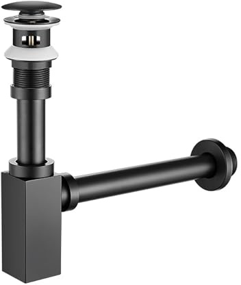 YWJFSA Siphon Lavabo en Acier Inoxydable,Bonde Pop-Up Clic Clac,Trop Plein,Anti Odeur,Syphon en T Réglable Siphon Lavabo Extra Plat 1-1/4