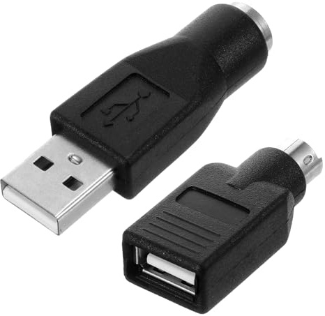 FdcZeyxior USB to PS2 Adapter, 2PCS USB Female to PS/2 Male Converter Black Male to Female Keyboard Adapter PS-2 Jack to USBA Plug for Mouse and Keyboard, Replacement PS/2 Keyboards Adapters